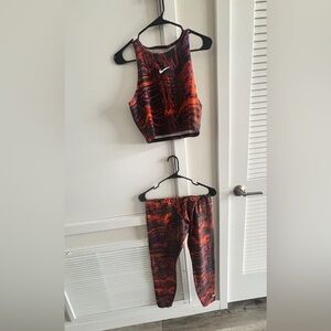 Nike Orange and Black Patterned Leggings